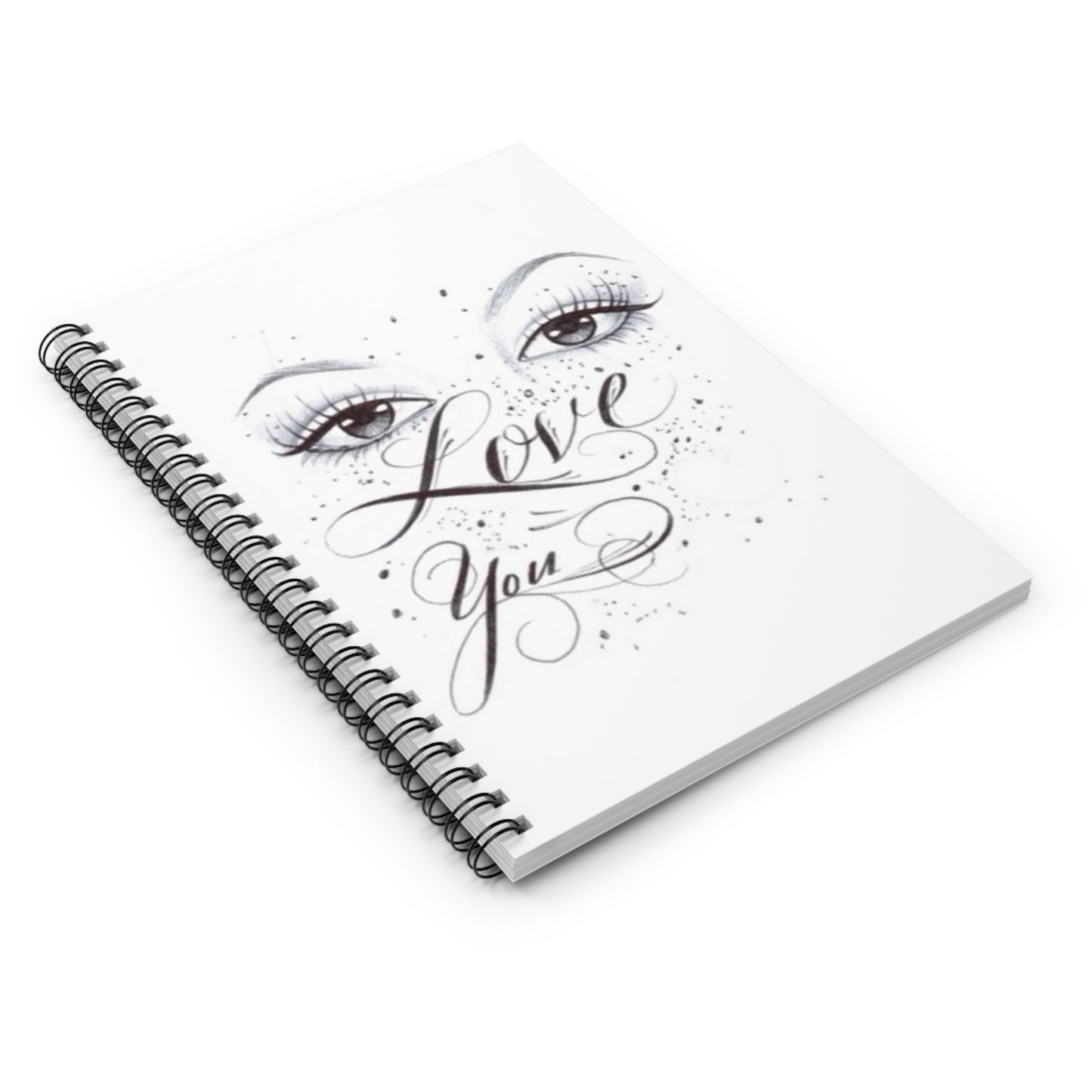 Spiral Notebook - Ruled Line with 'I love you' Design