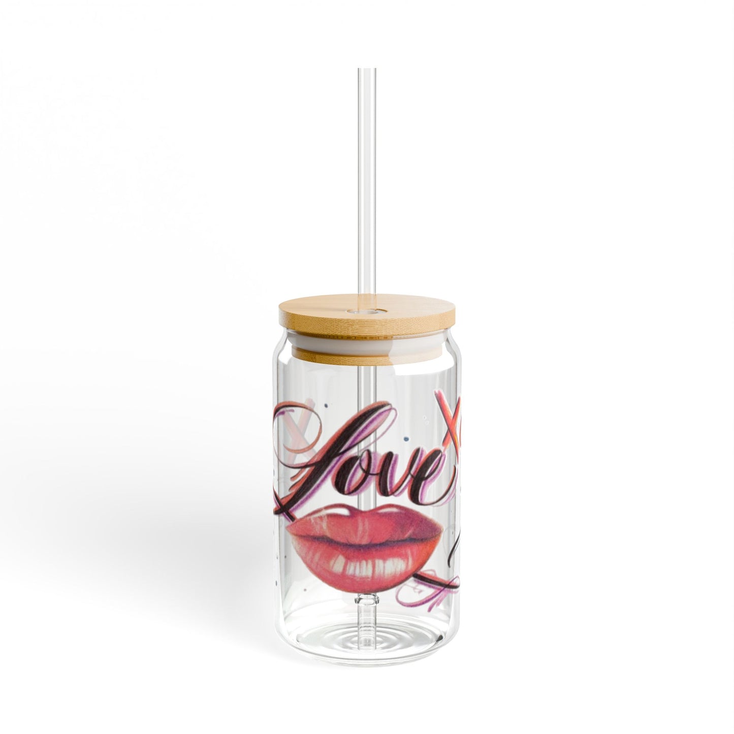 Sipper Glass - Love Design, 16oz