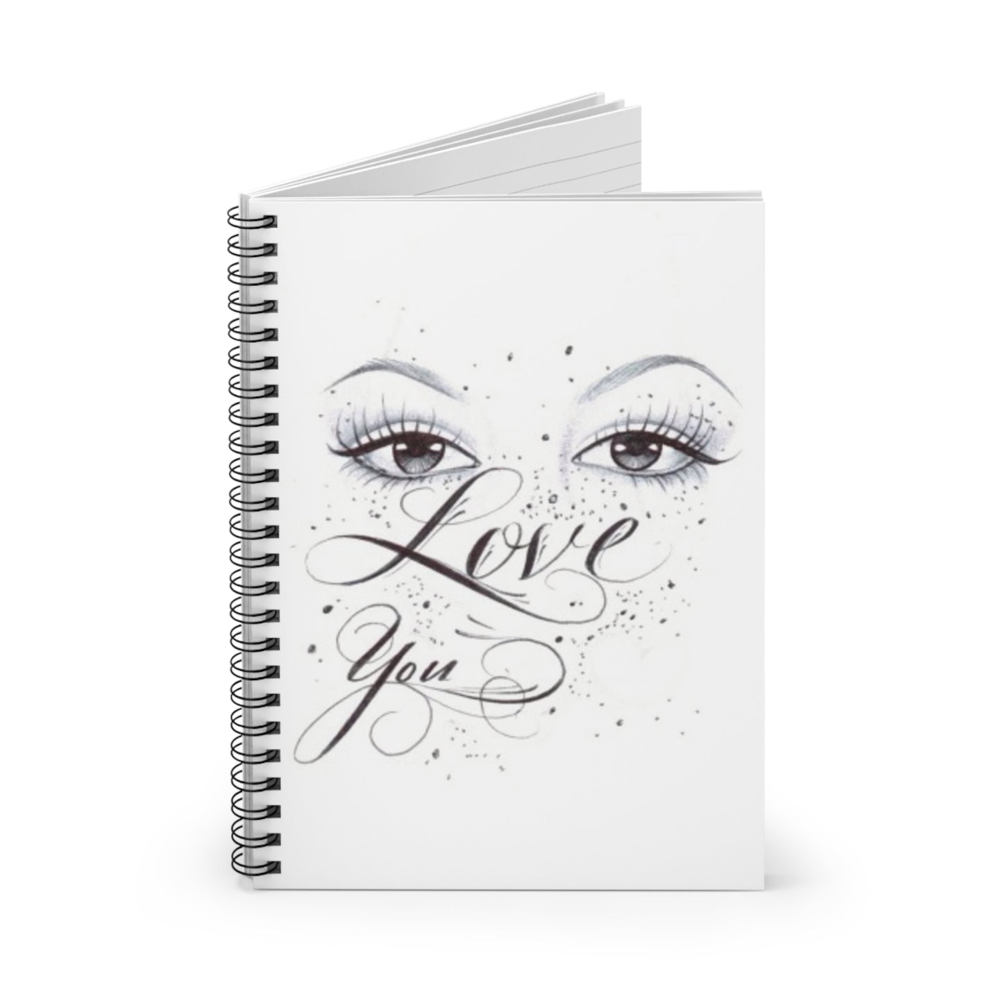 Spiral Notebook - Ruled Line with 'I love you' Design