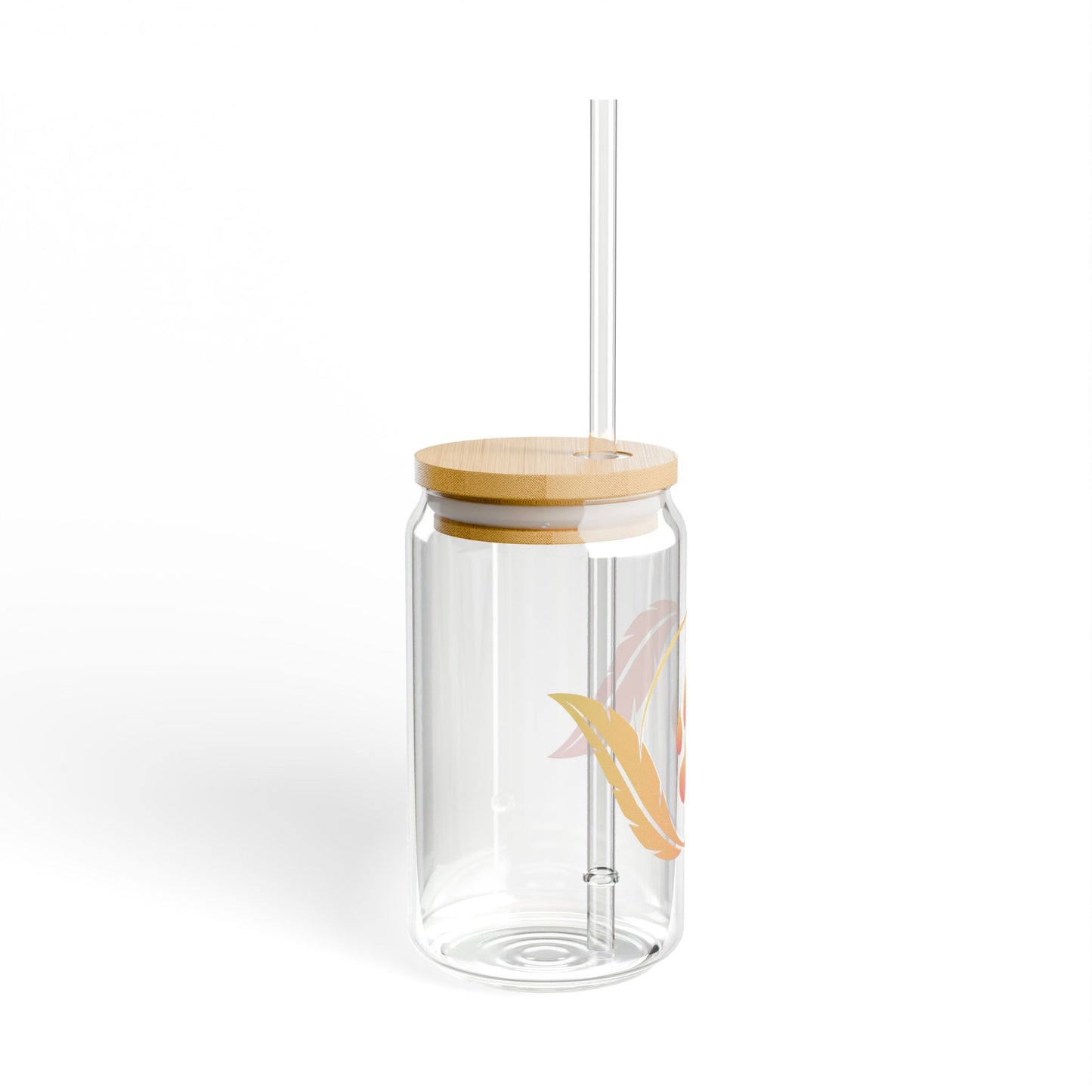 Eco-Friendly Paw Print Sipper Glass - 16oz with Bamboo Lid and Straw